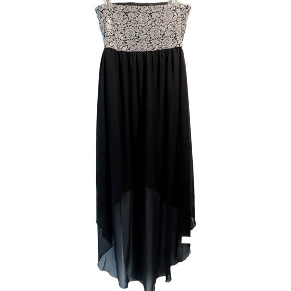 MyMichelle Black Silver Floral Sequin Strapless Dress Womens size L - Picture 8 of 8